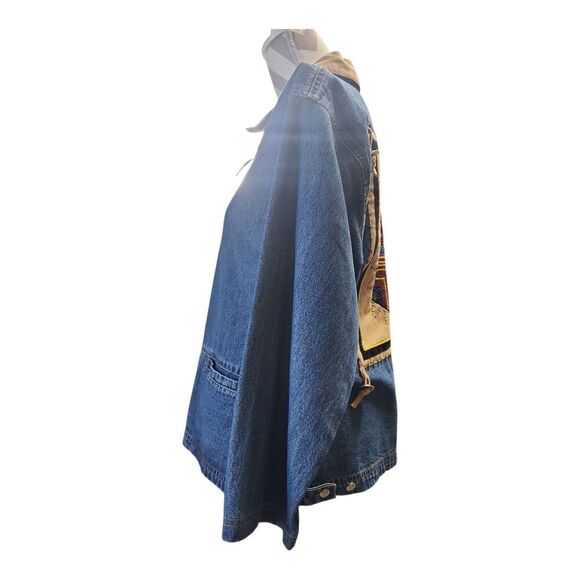 Don’t Mess With Texas Denim Jacket Women L Blue Western Boho Aztec Embroidered - Picture 4 of 15